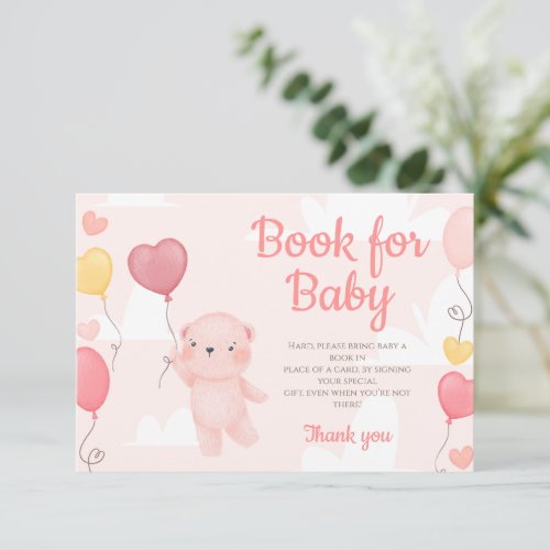 Teddy Bear Girl Baby Shower Books For Baby Card