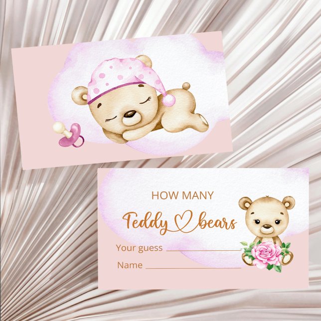 Teddy Bear Girl Baby Shower Enclosure Card (Creator Uploaded)