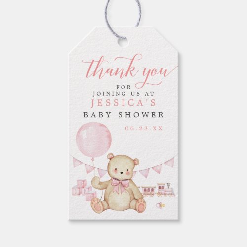 Teddy Bear Girl Baby Shower Favor Tag 