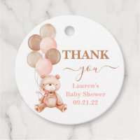 Teddy Bear girl Baby Shower Favor Tags