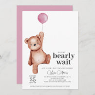 Teddy Bear Girl Baby Shower Invitation