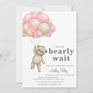 Teddy Bear Girl Baby Shower Invitation