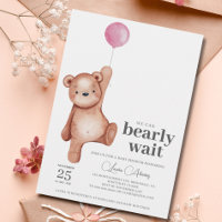Teddy Bear Girl Baby Shower Invitation