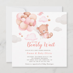Teddy Bear Girl Baby Shower Invitation