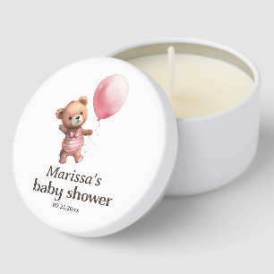 Teddy Bear Girl Baby Shower Mini Candle Favors