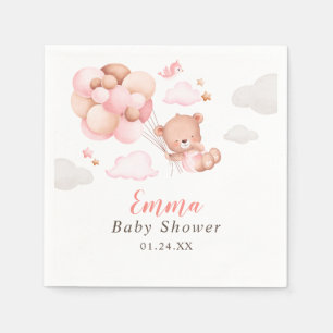 Teddy Bear Girl Baby Shower Napkins
