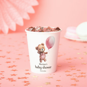 Teddy Bear Girl Baby Shower Paper cup