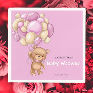 Teddy Bear  Girl Baby Shower -Pink Napkins
