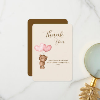 Teddy Bear girl Baby Shower Thank You Card