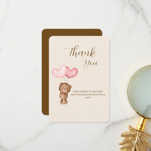Teddy Bear girl Baby Shower Thank You Card