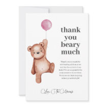 Teddy Bear Girl Baby Shower Thank You Card