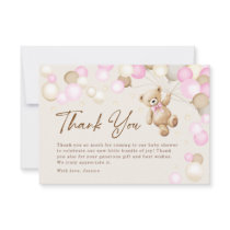 Teddy Bear Girl Baby Shower Thank You Card