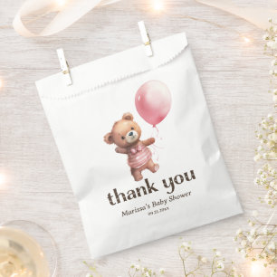 Teddy Bear Girl Baby Shower Thank You Favor Bag