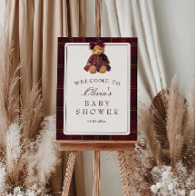 Teddy Bear Girl Baby Shower Welcome Foam Board