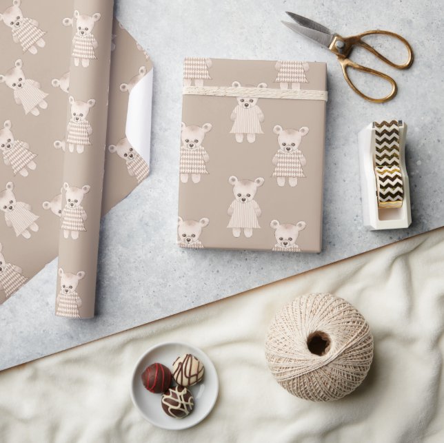 Teddy Bear Girl Baby Shower Wrapping Paper (Crafts)