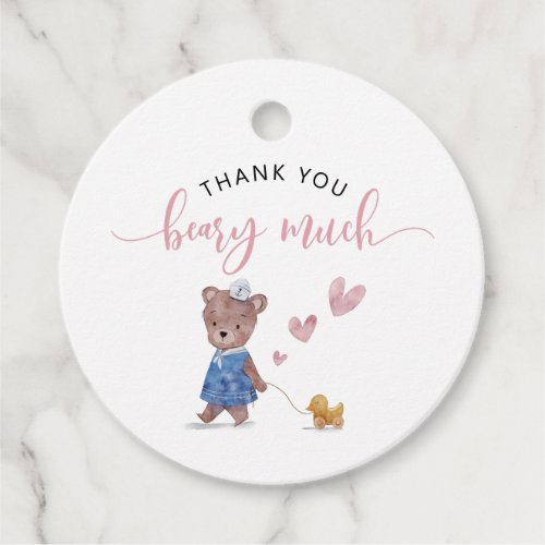 Teddy Bear Girl Birthday Party Pink Favor Tags