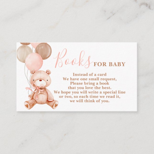 Teddy Bear Girl Bring a Book Card (Front)