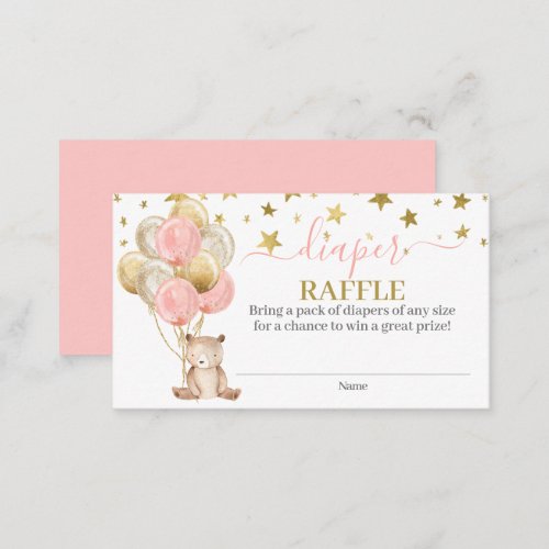 Teddy Bear Girl Diaper Raffle card