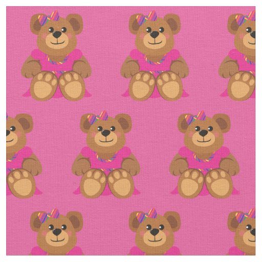 Teddy Bear Girl in Dress Cute Fabric