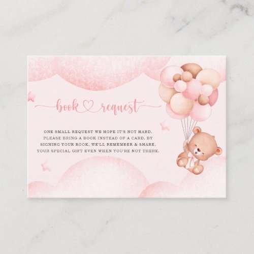 Teddy Bear Girl Pink Book Request Enclosure Card