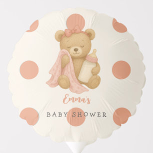 Teddy Bear Girl Polka Dot Baby Shower Balloon