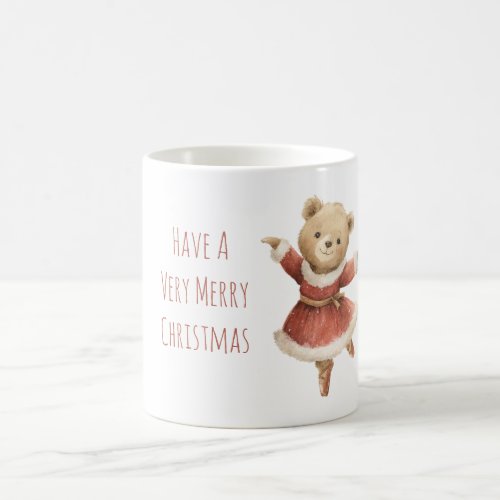 Teddy Bear Girl Red Santa Dress Christmas Coffee Mug