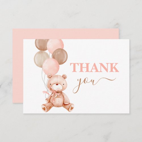 Teddy Bear Girl thank you Note Card
