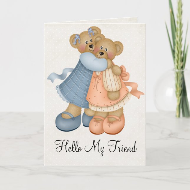 Teddy Bear Girlfriends Friendship Greeting Card (Front)