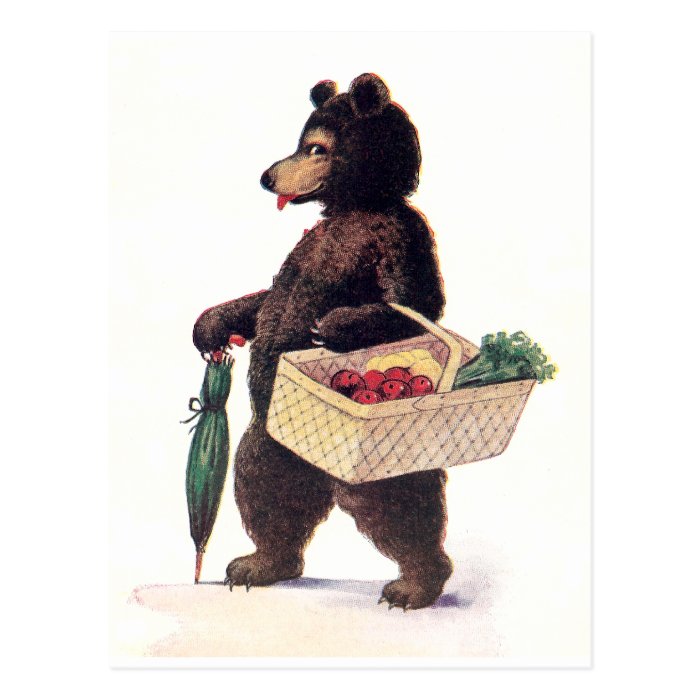 Teddy Bear Goes to Market Post Card
