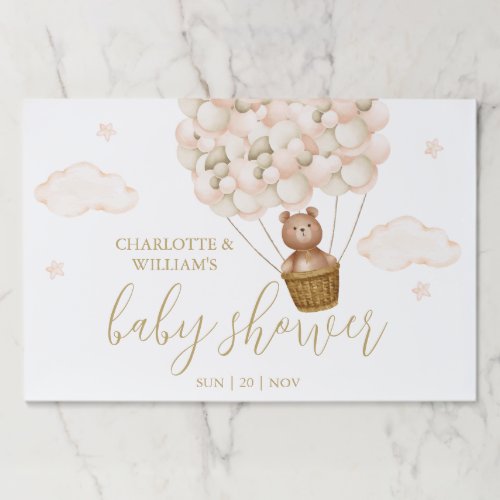 Teddy Bear Gold Baby Shower Paper Placemat