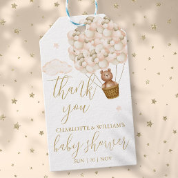 Teddy Bear Gold Balloons Baby Shower Thank You Gift Tags
