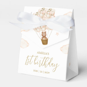 Teddy Bear Gold Balloons Birthday Party Favor Boxes