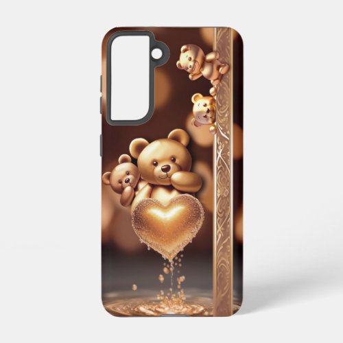 Teddy bear Gold fancy classy style cute love Samsung Galaxy S21 Case