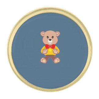 Teddy Bear Gold Finish Lapel Pin
