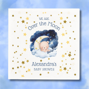 Teddy Bear Gold Stars Over the Moon Baby Shower Napkins