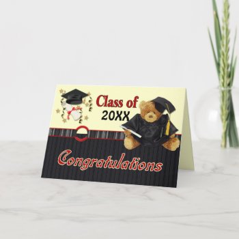 Teddy Bear Graduate 20xx - Customize Inside Card by Spice at Zazzle