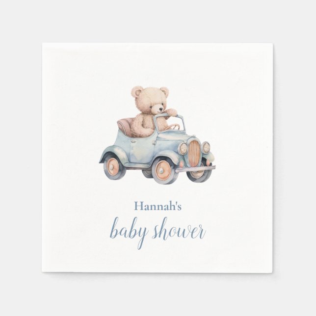 Teddy Bear Grandmillennial Baby Shower Napkins (Front)