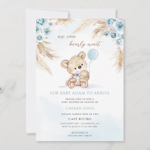 Teddy Bear Grass Baby Shower Invitation