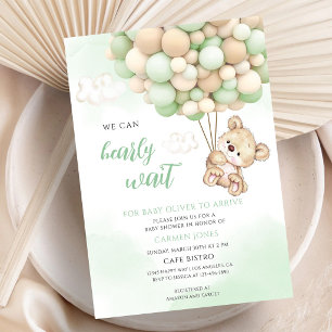 Teddy Bear Green Baby Shower Invitation