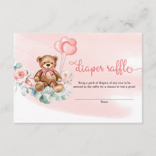 Teddy Bear Green Eucalyptus Wreath Diper Raffle Enclosure Card