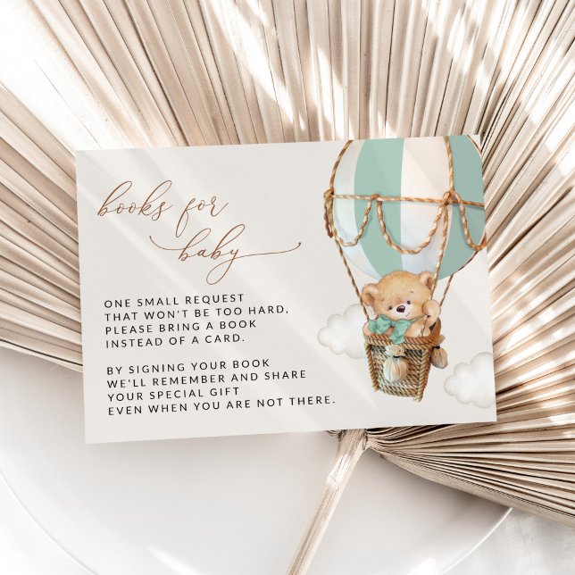 Teddy Bear, Green Hot Air Balloon, Books For Baby Enclosure Card (Creator Uploaded)