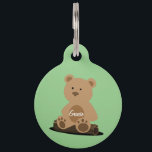 Teddy Bear Green Personalized Pet ID Tag<br><div class="desc">Pretty grass green background holds the cutest teddy bear... sitting on  log. He/She looks lost doesn't he/she? But with all your personalized information on the back,  he'll be found in no time! Don't forget to personalize with your pet's name on the tummy,  too!</div>