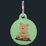 Teddy Bear Green Personalized Pet ID Tag<br><div class="desc">Pretty grass green background holds the cutest teddy bear... sitting on  log. He/She looks lost doesn't he/she? But with all your personalized information on the back,  he'll be found in no time! Don't forget to personalize with your pet's name on the tummy,  too!</div>