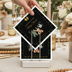 Teddy Bear Green Plaid Baby Shower  Napkins