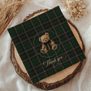 Teddy Bear Green Tartan Baby Shower Napkins