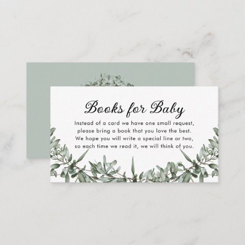 Teddy Bear Greenery Books for Baby Enclosure Card