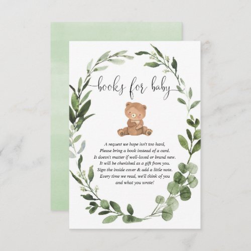 Teddy bear greenery eucalyptus books for baby encl enclosure card