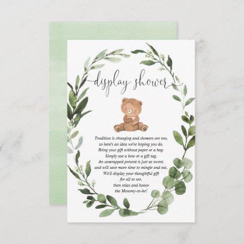 Teddy bear greenery eucalyptus display shower enclosure card