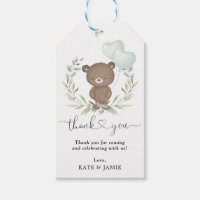 Teddy Bear Greenery Wreath Baby Shower Favors Gift Tags