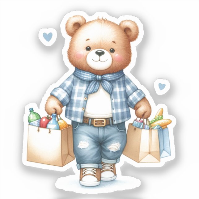 Teddy Bear Grocery Sticker (Front)